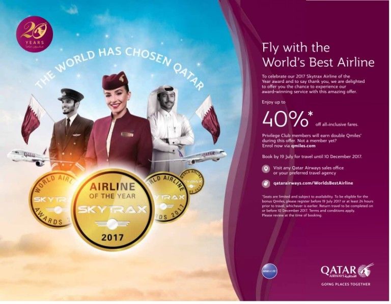 Fly with the  World's Best Airline. Save up to 40%