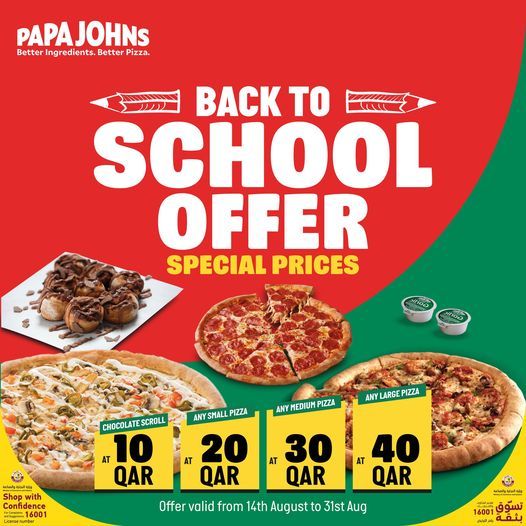 Papa John's Pizza Qatar offers 2022