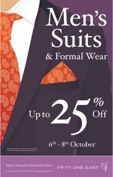 Up to 25% of mean's suits